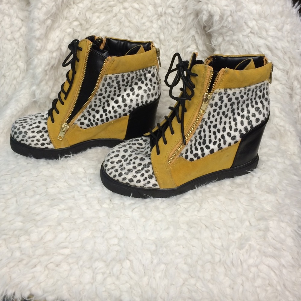 Animal Print/Mustard/Wedge Sneaker